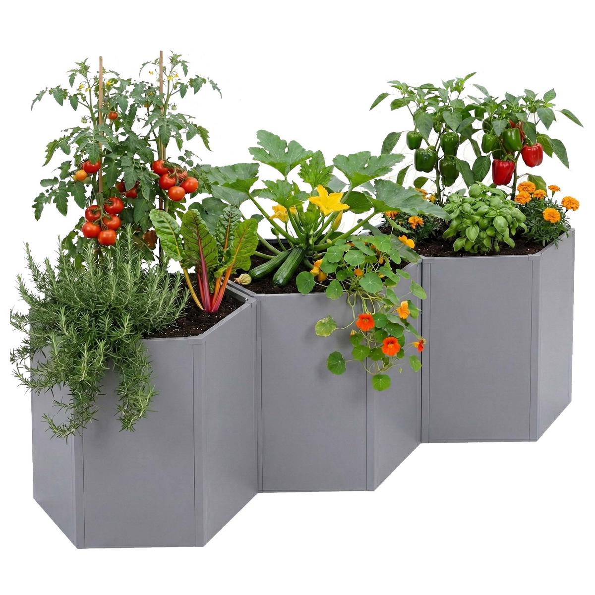 HOCHBEET 3ER-SET Grau 3er-Set-Set - Grau, Metall (264/77/100cm) - MCW