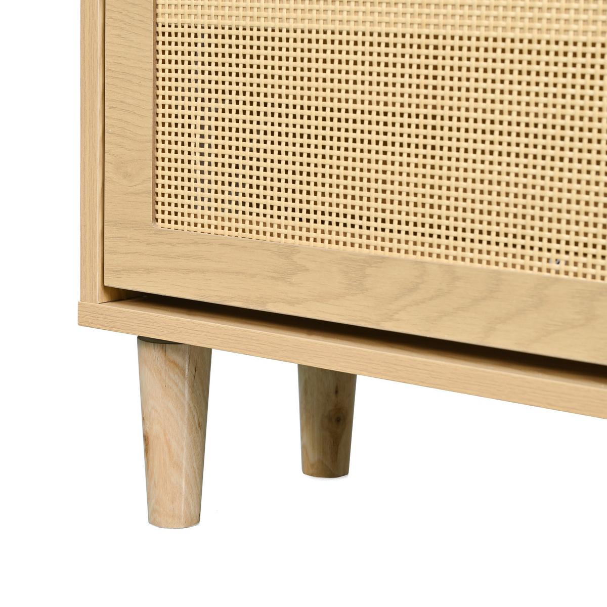 SCHUHSCHRANK im Landhausstil Rattan Eiche Optik mit 4 Klappschubladen - Eichefarben, Holzwerkstoff (100/90/25cm) - Urban Meuble