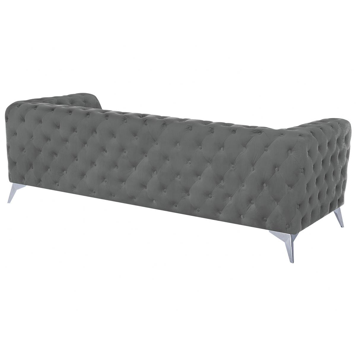3-SITZER-SOFA Samtstoff Grau Sotra - Grau, Textil (224/70/85cm) - Beliani