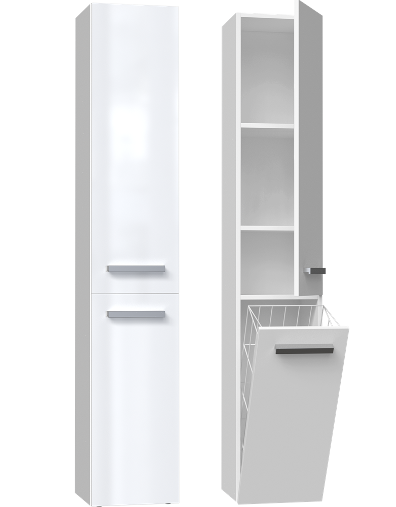 BADEZIMMERSCHRANK Weiß, Hochglanz Weiß 31/174/30 - Weiß Hochglanz, Holzwerkstoff (31/174/30cm) - RAUMHIRSCH FURNITURE