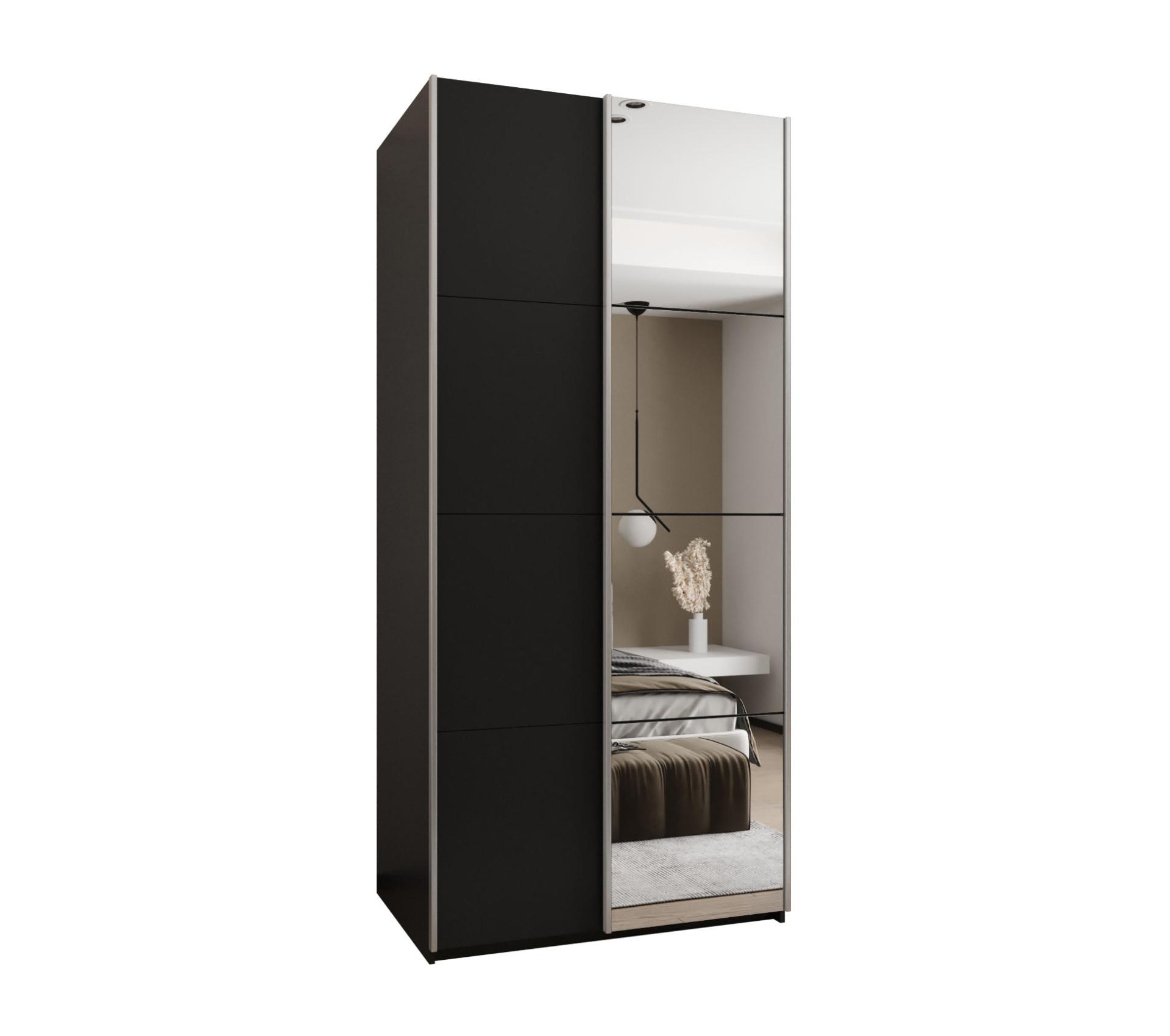 SCHWEBETÜRENSCHRANK 245,5/100/64 2-türig - Silberfarben/Schwarz, Holz/Metall (100/245/64cm) - Abiks Möbel