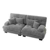 2-SITZER-SOFA aus chenille wolken-design & massivholzrahmen - Hellgrau, Textil (77/81/220cm) - Urban Meuble