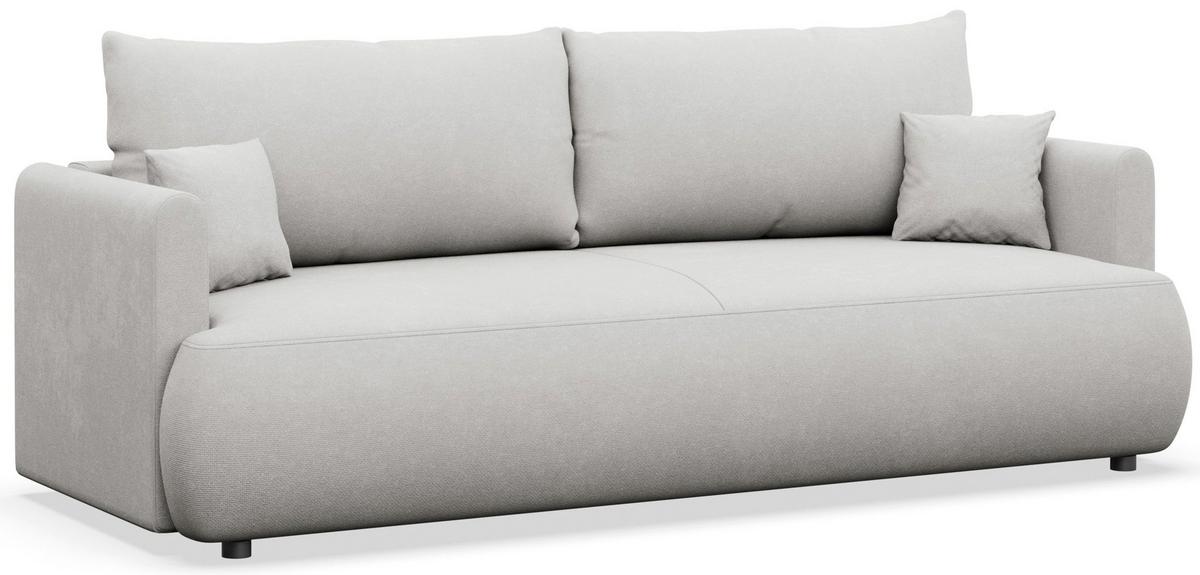 SCHLAFSOFA Ovo Mini Hellgrau Chenille Easy Clean - Hellgrau/Schwarz, Kunststoff/Textil (226/90/97cm) - Selsey