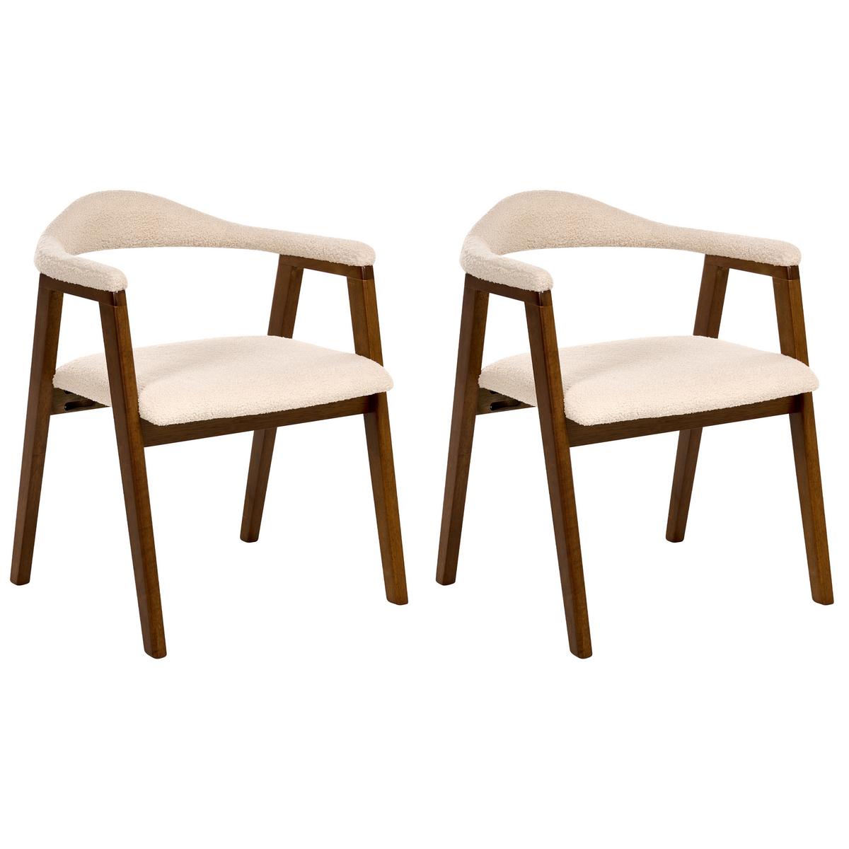 ESSZIMMERSTUHL 2er Set Holz Dunkelbraun Oneco - Beige/Braun, Holz (56/72/62cm) - Beliani