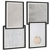 BILDER SET 4er Set - 50x50 cm & 40x60 cm Schwarzer Rahmen - Leichte Boho-Sandtexturen - Schwarz, Kunststoff (50/50cm) - TULUP