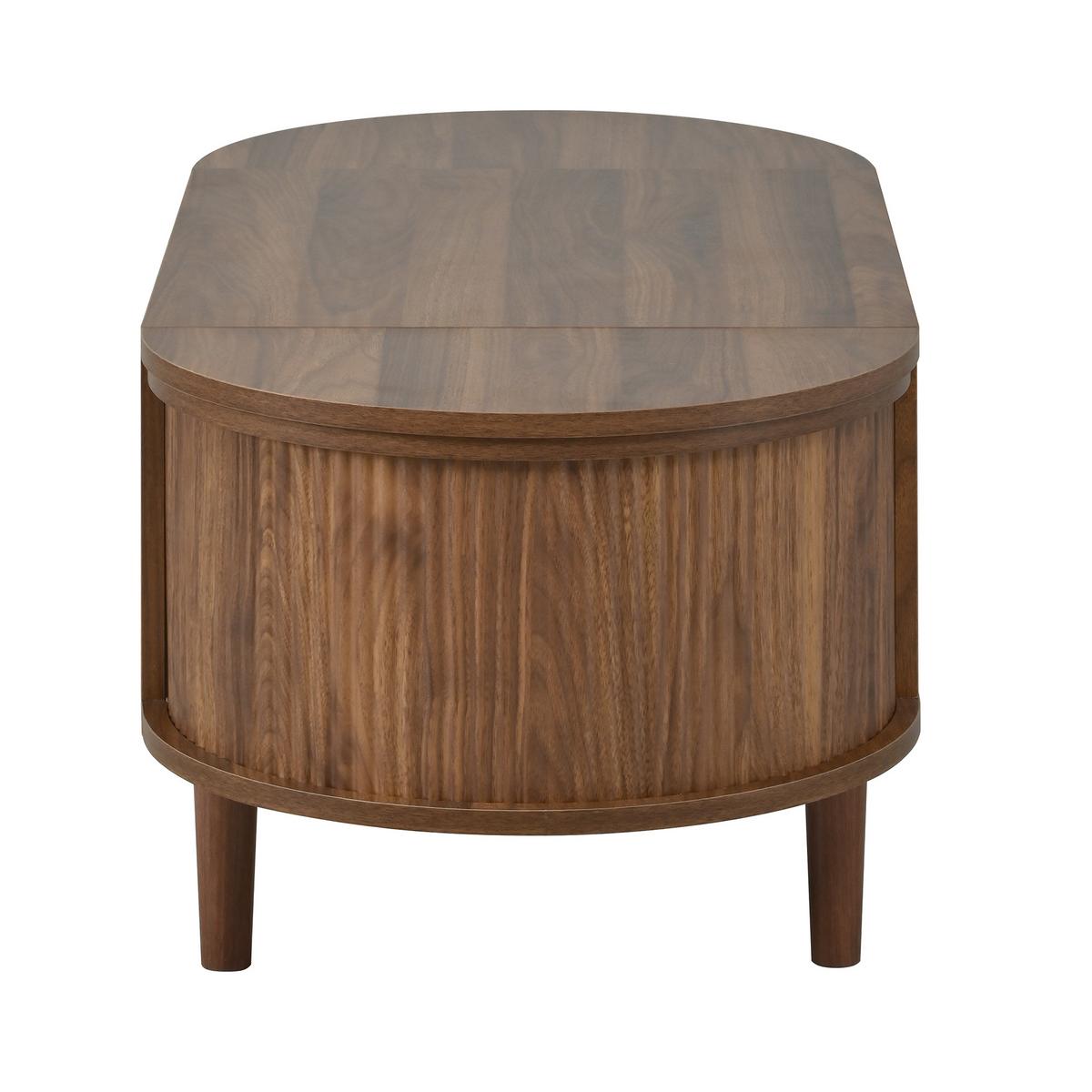COUCHTISCH walnuss-optik oval höhenverstellbar mit stauraum - Walnussfarben, Holzwerkstoff (48/100/53.5cm) - Urban Meuble