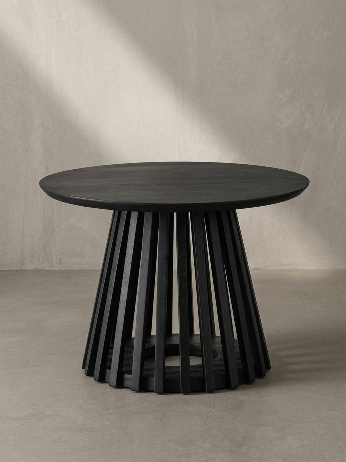COUCHTISCH Schwarz Massivholz Mango Rund 60x60x41 cm mit Gittergestell Modern - Schwarz, Holz (60/60/41cm) - KADIMA DESIGN