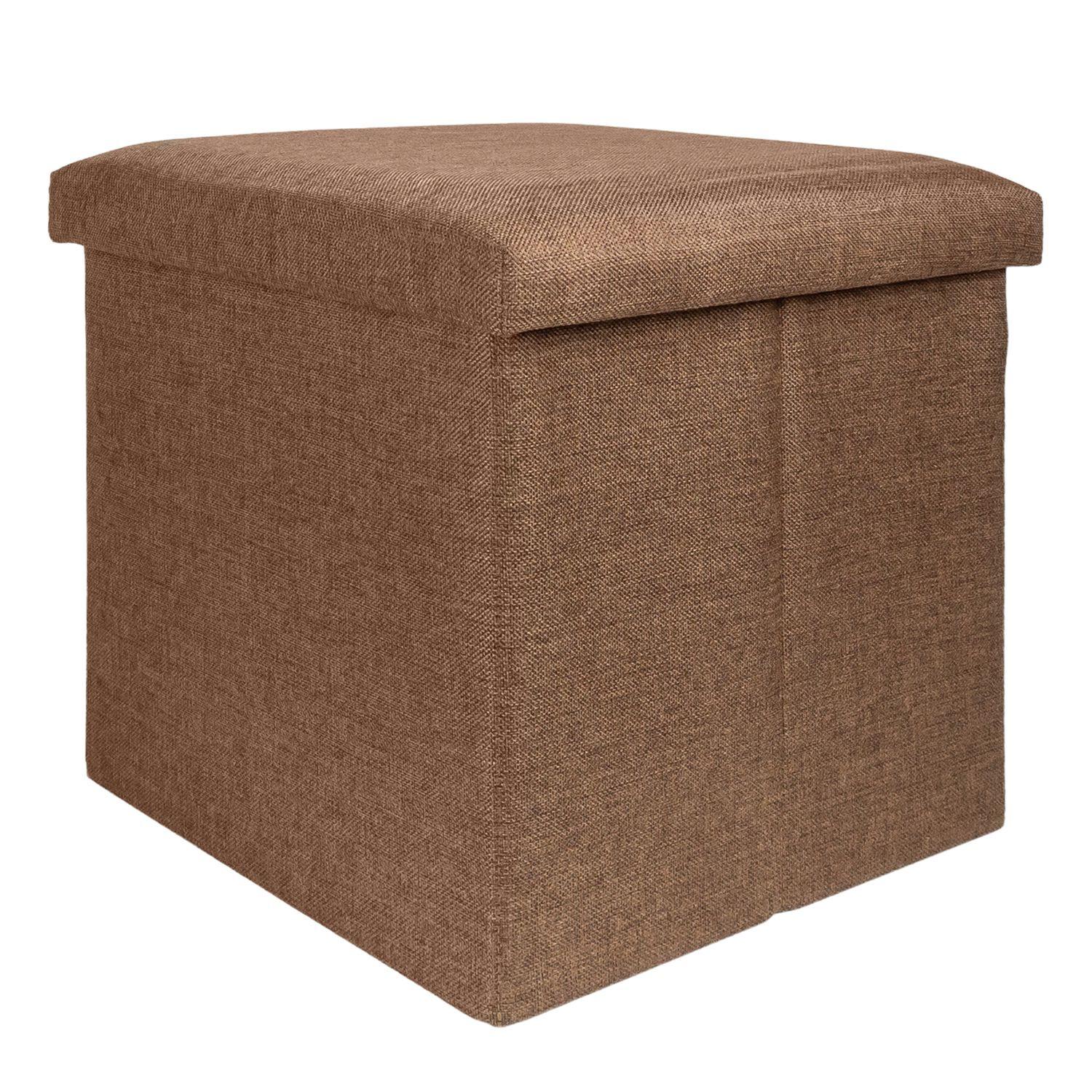 SITZHOCKER mit Stauraum 30/30/30 cm (Braun) - Braun, Textil (38/38/38cm) - Intirilife