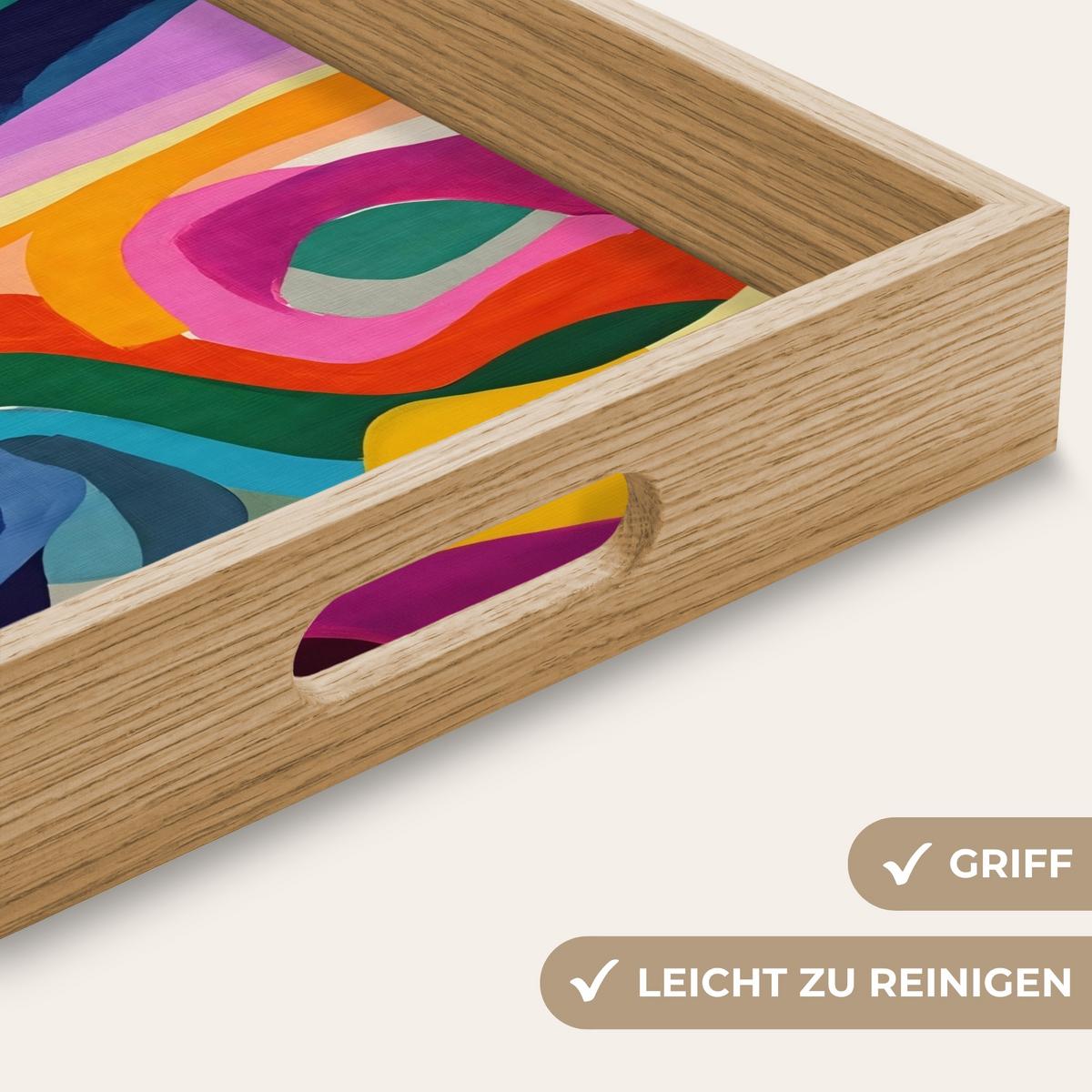 TABLETT Abstrakt - Bunt - Wellen - Linien 40x30 cm - Multicolor, Holz (40/5/5cm) - OnlyWow