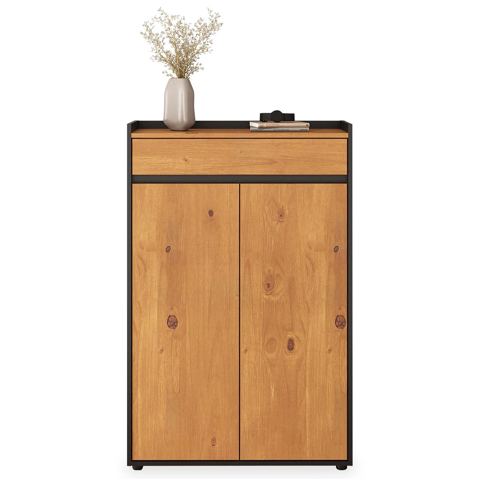 SCHUHSCHRANK TILO schwarz/Eiche - Eichefarben/Schwarz, Holz (74/114/35cm) - IDIMEX