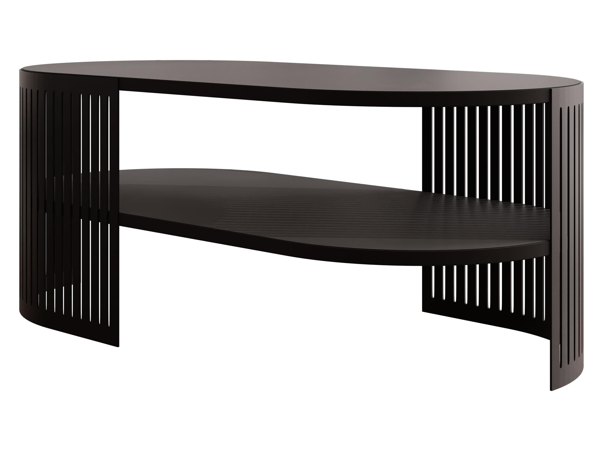 COUCHTISCH Fikoli Oval II - Schwarz, Holzwerkstoff/Metall (100/50/40cm) - MIRJAN24