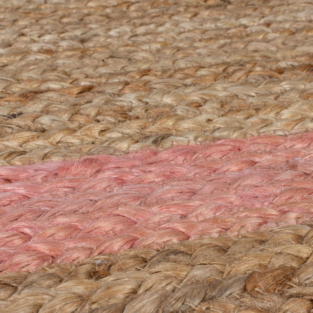 JUTETEPPICH handgewebt PLYM, geometrisch, Braun-Rosa, 160 x 230 cm - Braun, Naturmaterialien (230/160cm) - KADIMA DESIGN