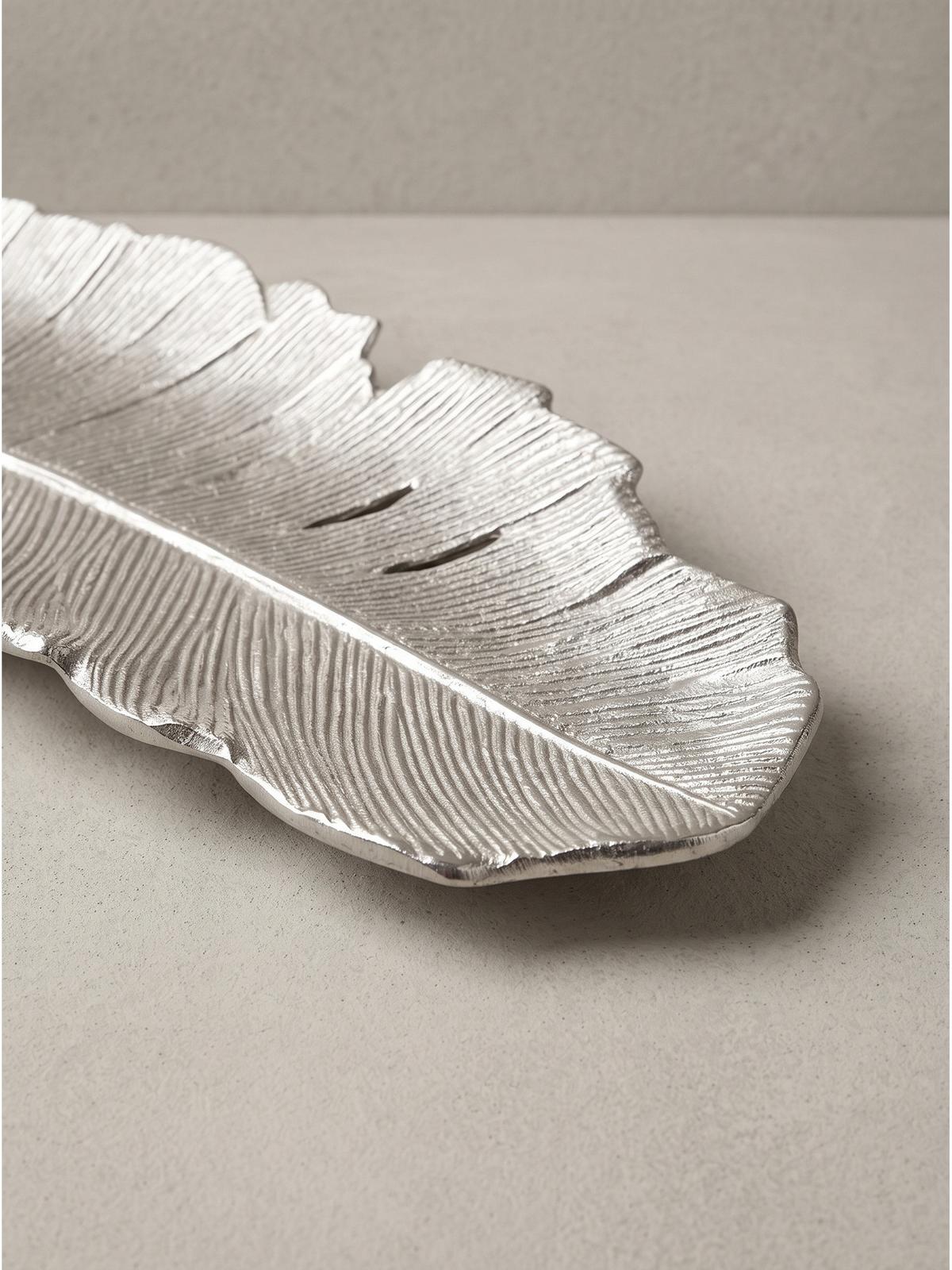 DEKOSCHALE SUBIACO, Aluminium, handgefertigt, Silber, 60 x 18 x 4 cm - Silberfarben, Metall (4cm) - KADIMA DESIGN