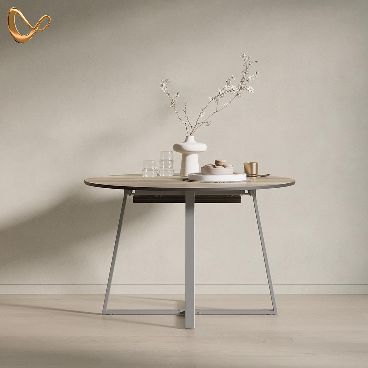 ESSTISCH Firenze Eiche rustikal/Grau 120 x 120 cm ausziehbar - Wildeiche/Grau, Holzwerkstoff (120/120/75.8cm) - Livinity®