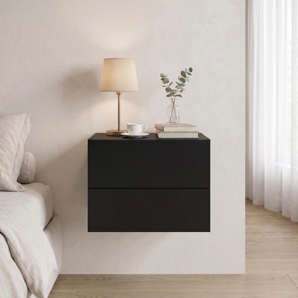HÄNGENDER NACHTTISCH ANNI - Schwarz, Holzwerkstoff (42/29/30cm) - CARO-Möbel