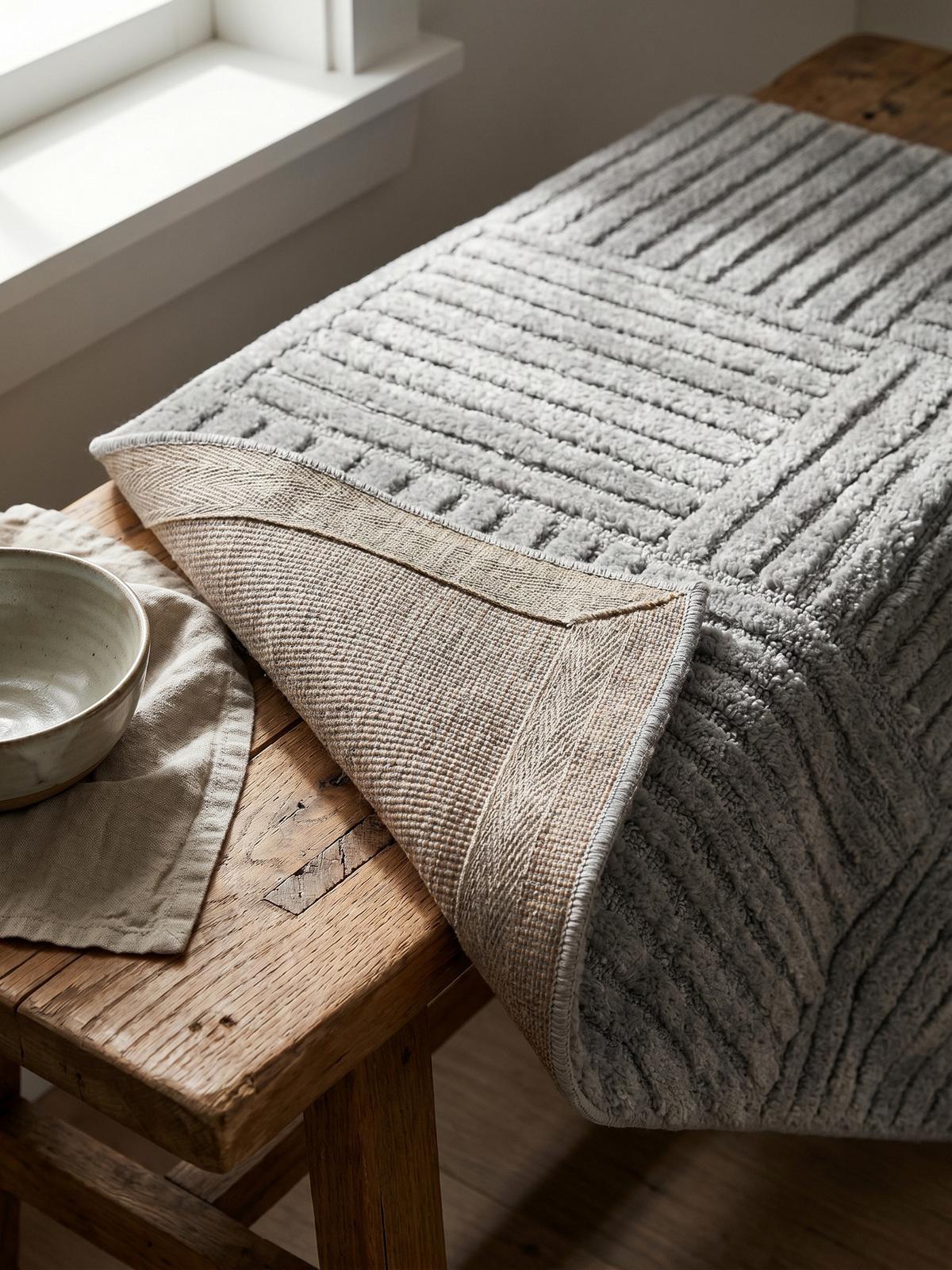 TEPPICH Hochflor RIGI in Silber, mit Cord-Streifen-Patchwork, 80 x 150 cm - Silberfarben, Textil (150/80cm) - KADIMA DESIGN