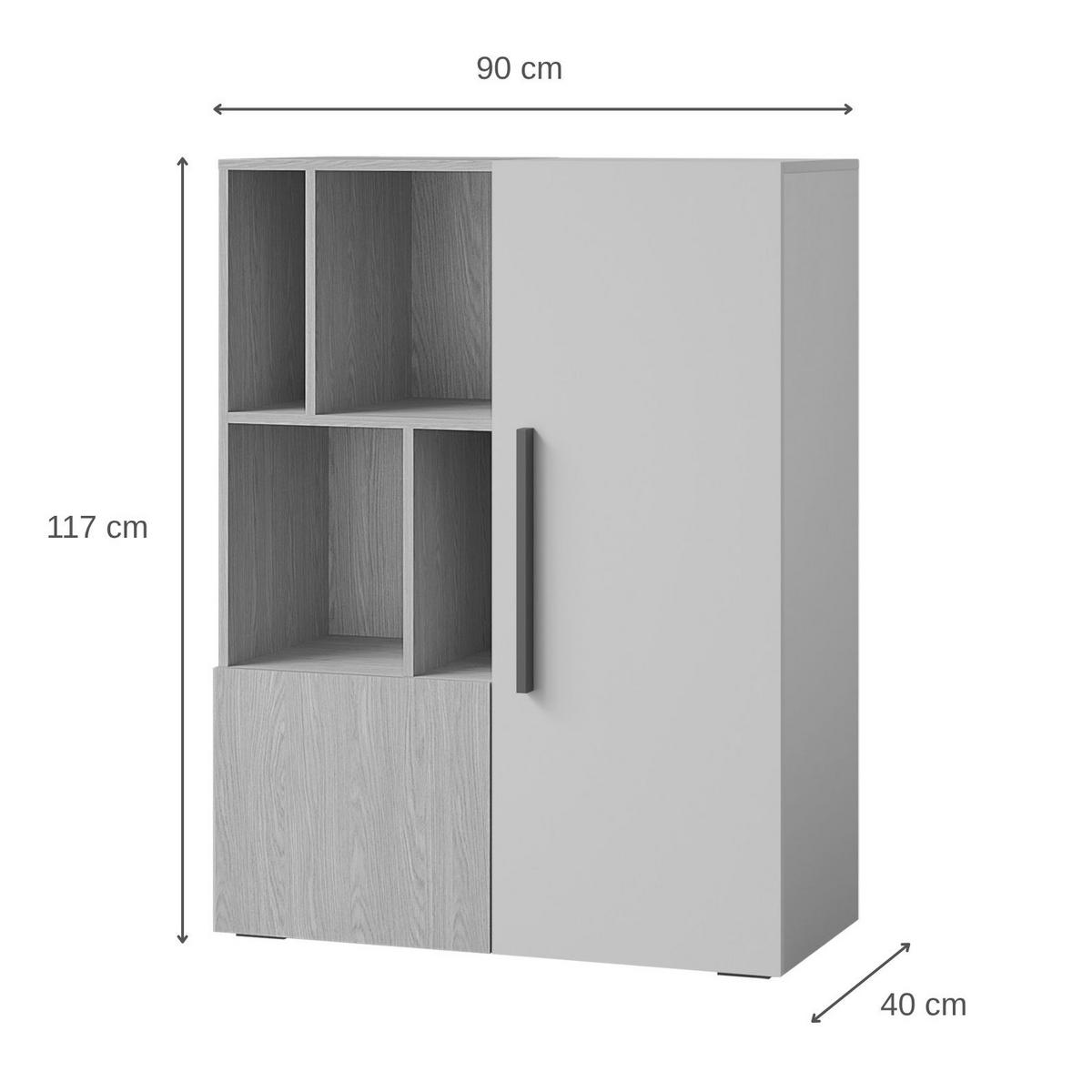 BÜCHERREGAL Largo mit 2 Türen und offenen Fächern, für Jugendzimmer, 90 cm, Kaschmir/Frühlings-Eiche - Kaschmir/Eichefarben, Holzwerkstoff (90/117/40cm) - Beautysofa