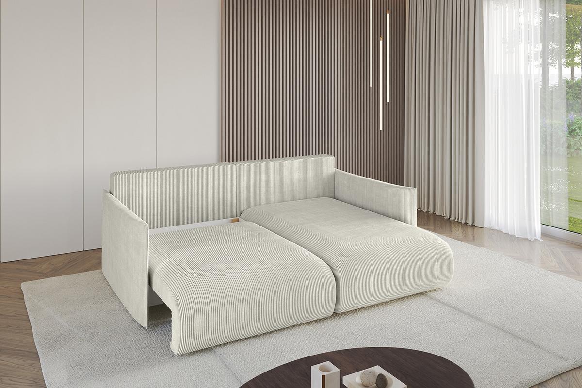 ECKSOFA Ottomane rechts ONESK-L 216x177x72 Creme Cord - Hellgrau/Creme, Holzwerkstoff/Kunststoff (177/216cm) - ALTDECOR