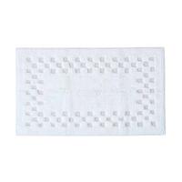 BADEMATTE 45/75 cm Karo-Bordüre, Baumwolle - Weiß, Textil (45/75cm) - Homescapes