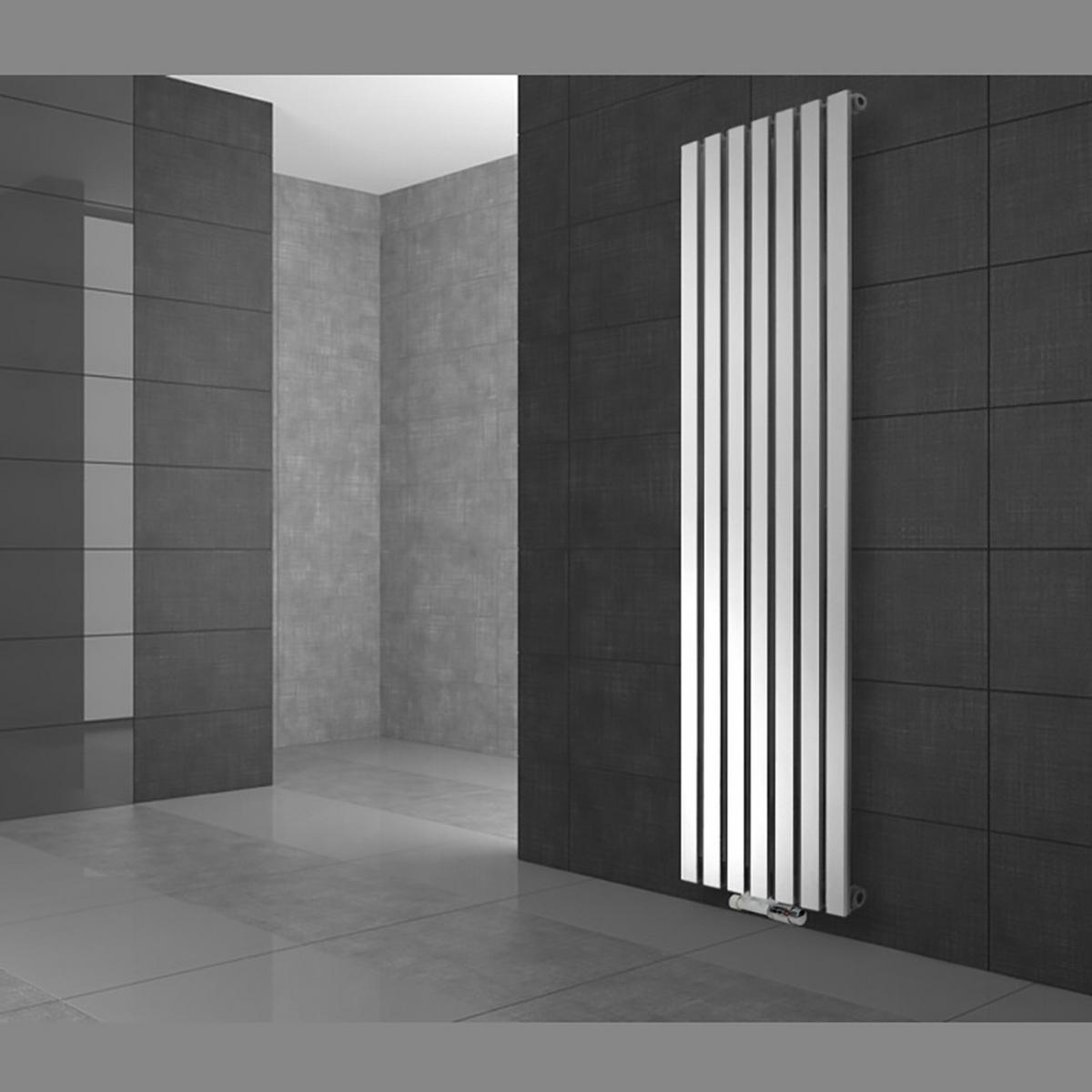 BADHEIZKÖRPER Stella 370x1800 mm Weiß mit Ventil Eckform - Weiß, Metall (37/180/5cm) - LuxeBath