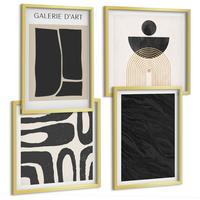 BILDER SET 4er Set - 50x50 cm & 40x60 cm Goldrahmen - Abstrakte Marmorformen - Goldfarben, Kunststoff (50/50cm) - TULUP