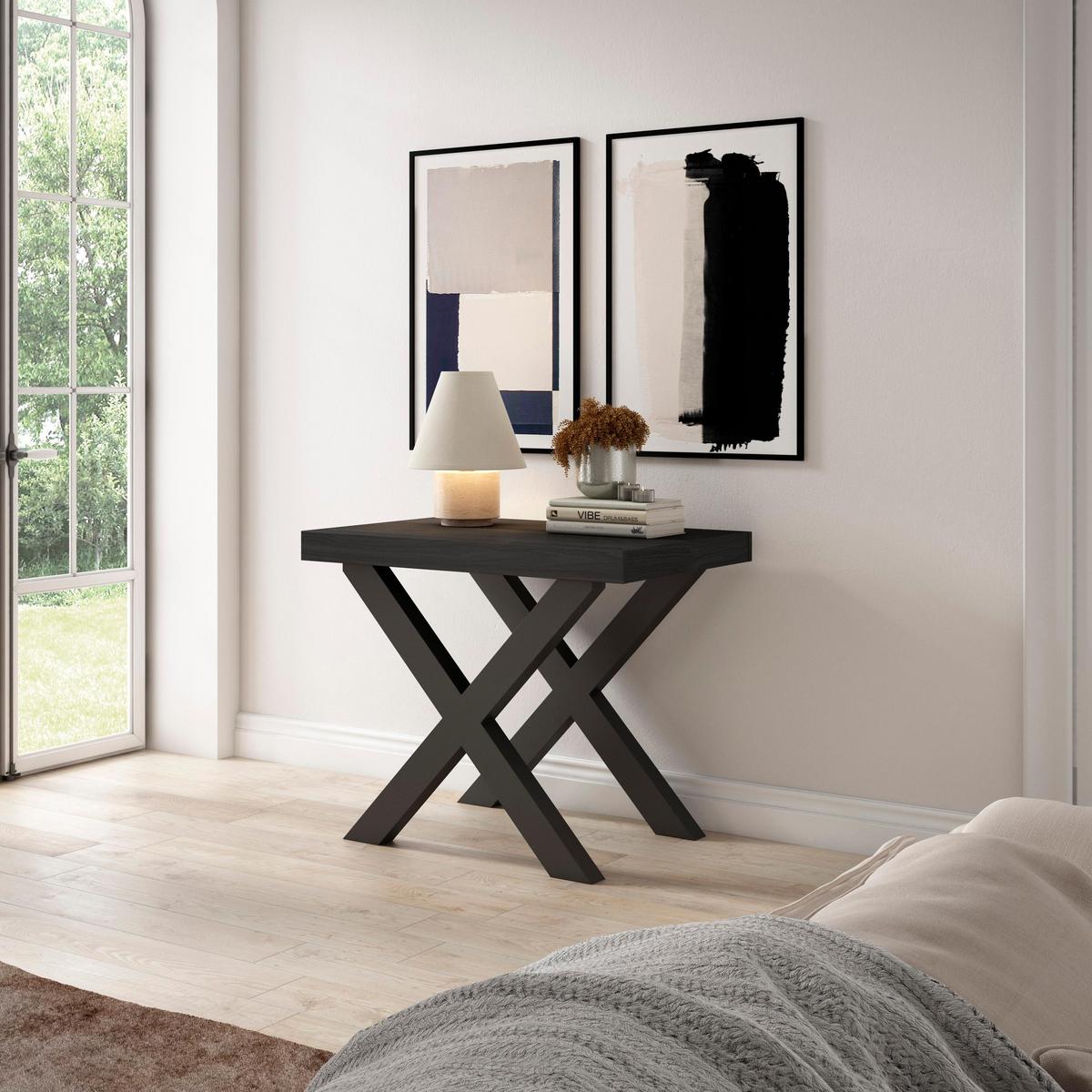 ESSTISCH ausziehbar 58 bis 262cm, für 12 Gäste, schwarz, 58/90/73cm - Schwarz, Holzwerkstoff (90/262/73cm) - Skraut Home