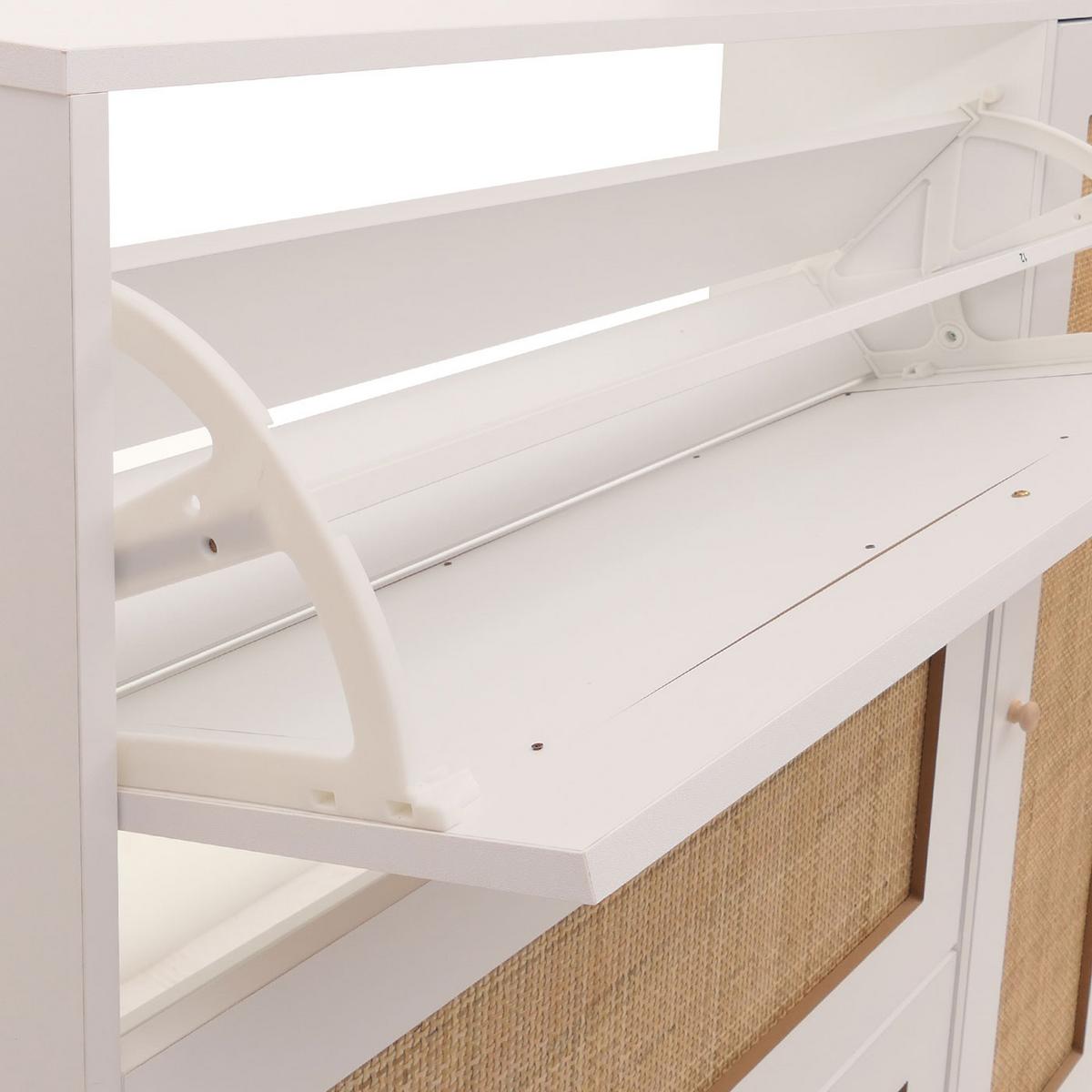 RATTAN-SCHUHKIPPER Weiß - Weiß, Holz (120/127/24cm) - MCW