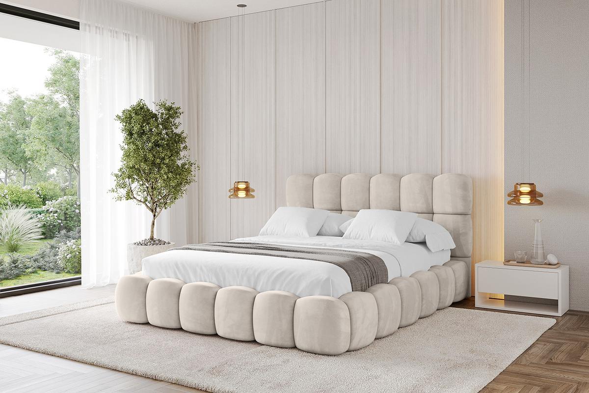 POLSTERBETT mit Bettkasten und Lattenrost, Boxbett ohne Matratze - LEYA 160x200 Beige - Beige, Holzwerkstoff/Textil (160/200cm) - ALTDECOR