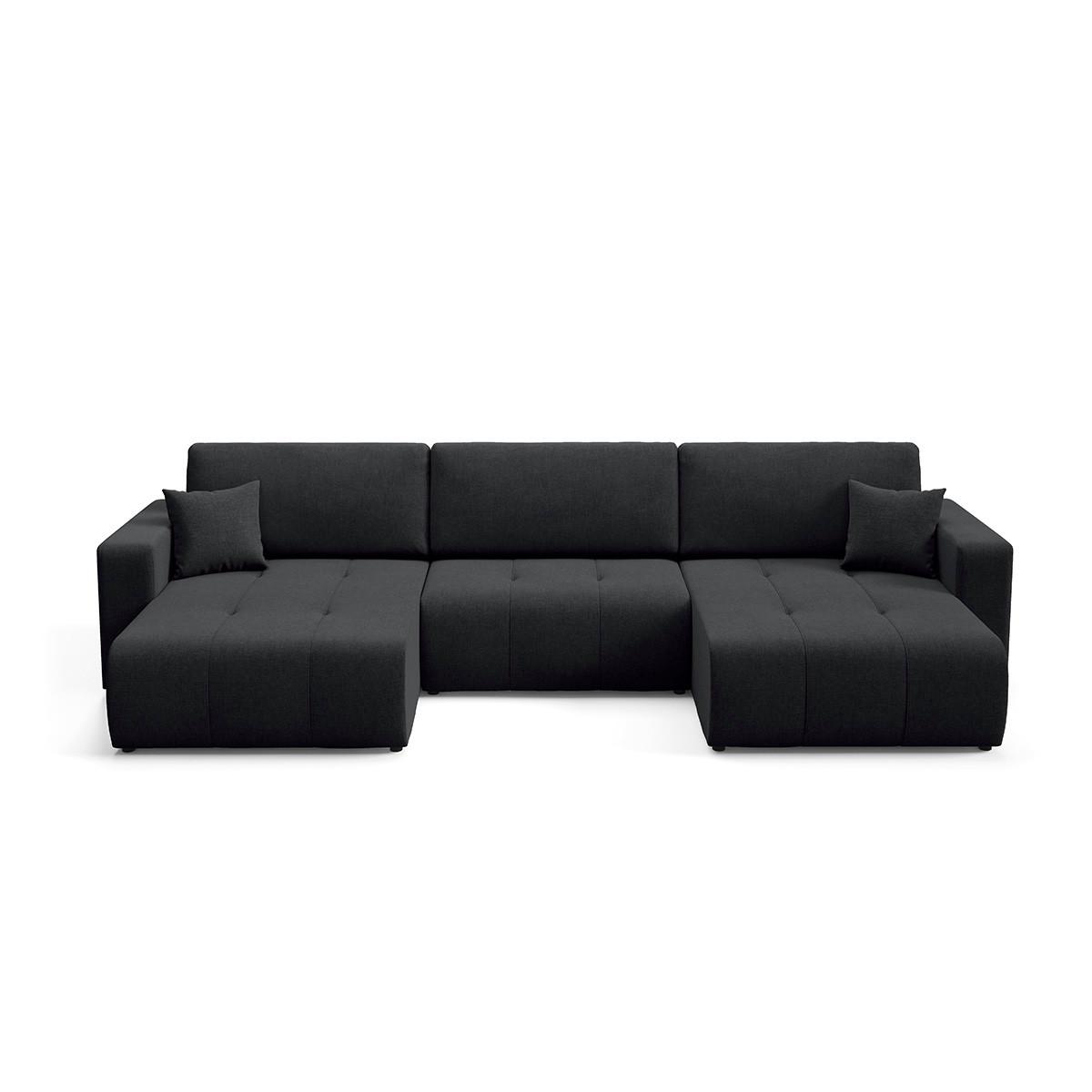 PANORAMASOFA Giulia 5 Sitzplätze Schwarz - Schwarz, Holz (344/82/149cm) - Petits-meubles