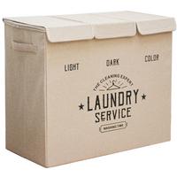 WÄSCHEKORB mit 3 Fächern, 60/30/50 cm Beige - Beige, Kunststoff (30/50/60cm) - Dunedesign
