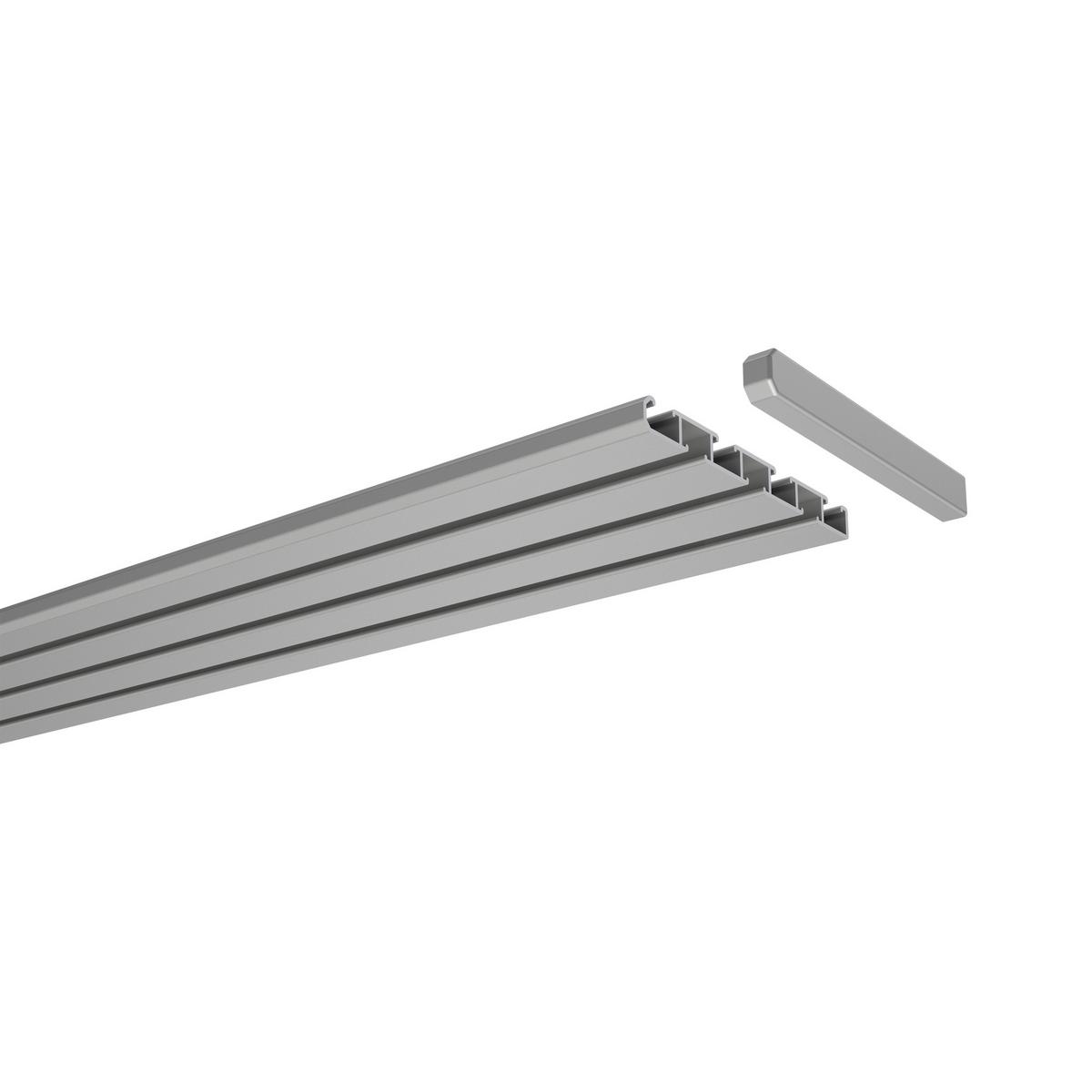 GARDINENSCHIENE Slimline 120 cm, 3-/4-läufig Silbergrau - Silberfarben/Alufarben, Metall (8.6/1.1/120cm) - INTERDECO