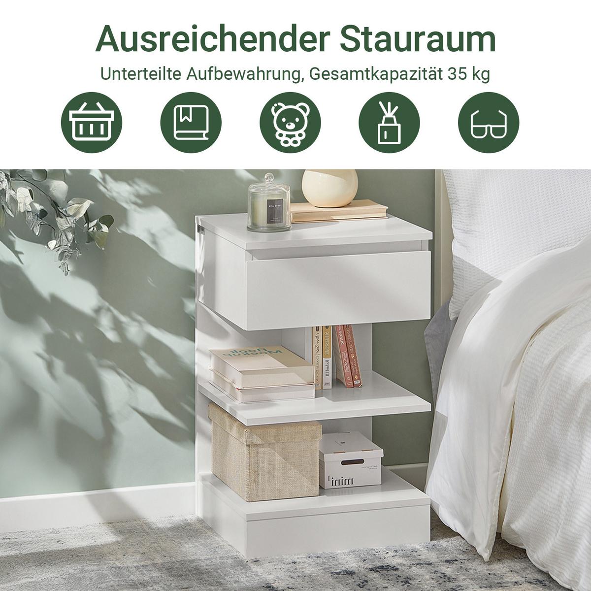NACHTTISCH 2er Set, Beistelltisch Weiß 39x39x65 cm - Weiß, Holzwerkstoff (39/65/39cm) - SoBuy