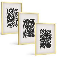 BILDER SET 3er Set - 40x60 cm Goldrahmen - Abstrakte Pflanzenmuster - Goldfarben, Kunststoff (40/60cm) - TULUP