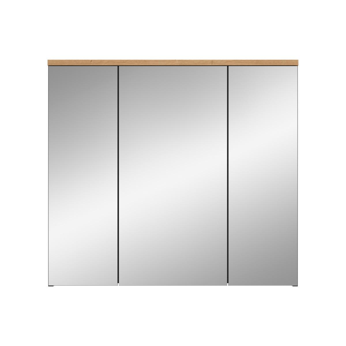 HÄNGESCHRANK mit 3 Spiegeltüren in Eichen- und Grauoptik 21/73/80 cm - Eschefarben, Holzwerkstoff (21/73/50.5cm) - Calicosy