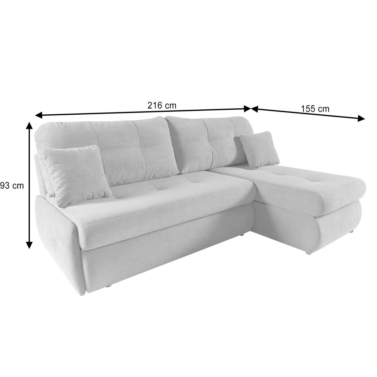 ECKSCHLAFSOFA Tino mit Schlaffunktion und Bettkasten, universeller Ottomane, Grau - Grau, Textil (216/155cm) - Beautysofa