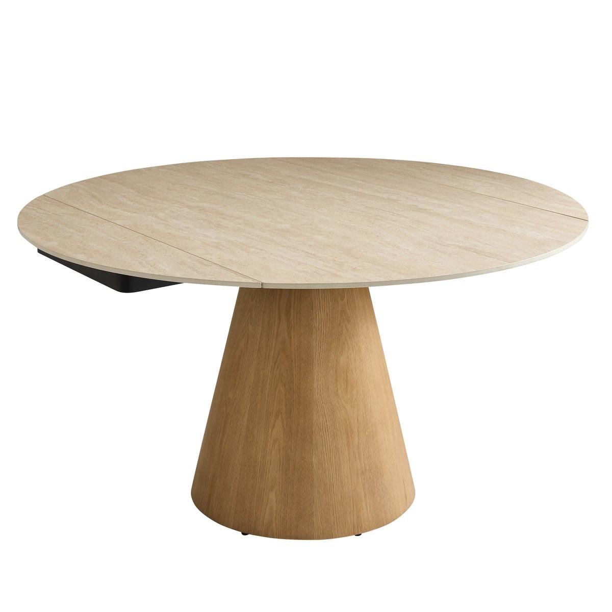 KERAMIKTISCH mit Erweiterungen Rund 135/180/90 cm - Beige, Keramik (98/180/90cm) - Signature