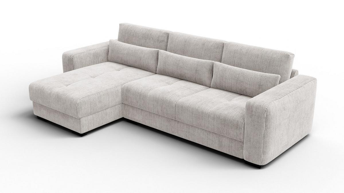 ECKSOFA OLI 4-Sitzer links, perlweiß - Weiß, Holz/Textil (295/172cm) - Wozimo