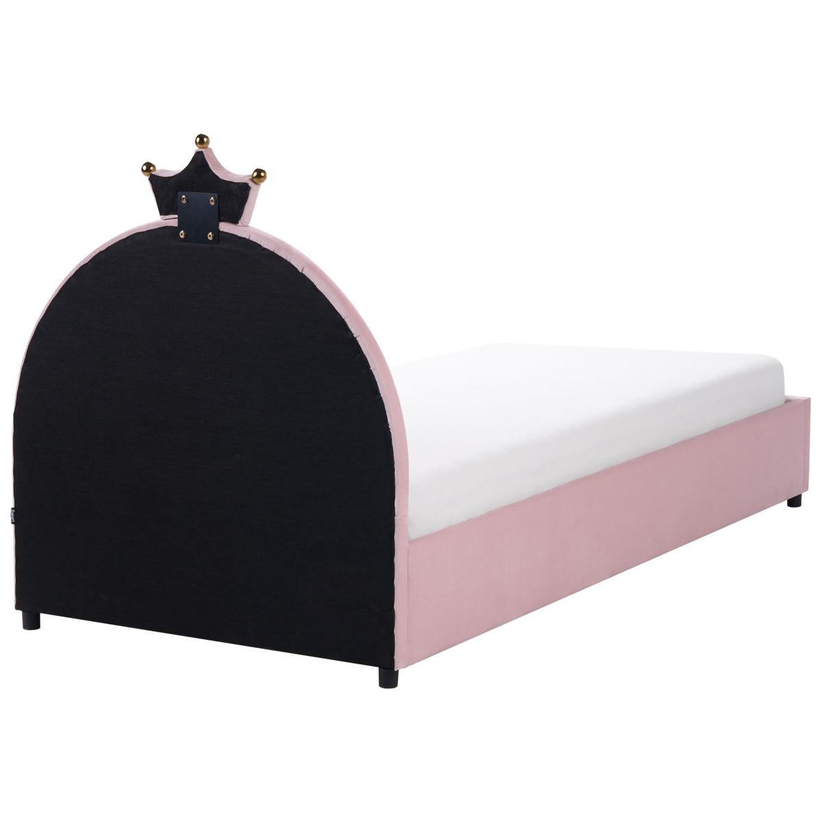 KINDERBETT mit Stauraum 90/200 Samtstoff Rosa Grisetot - Pink, Textil (90/200cm) - Beliani