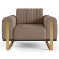 SESSEL Parissa 106 cm - Beige/Goldfarben, Holz/Metall (106/79/92cm) - Selsey