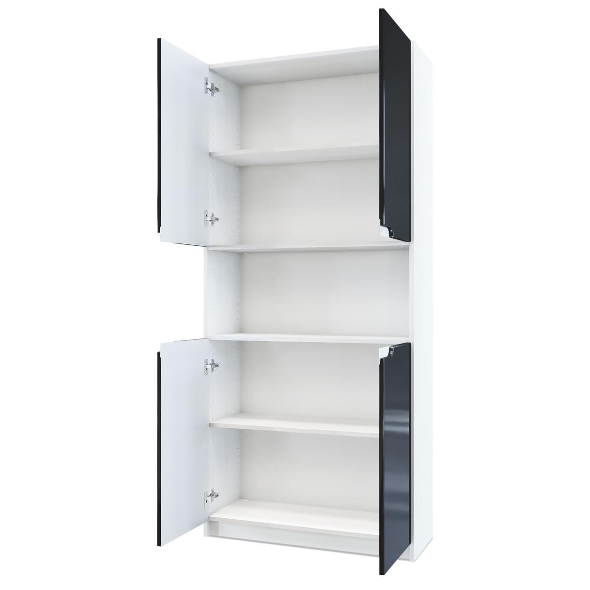 BÜROSCHRANK Logan Fronten in Schwarz Hochglanz - Schwarz Hochglanz, Holzwerkstoff (82/184/37cm) - Vladon