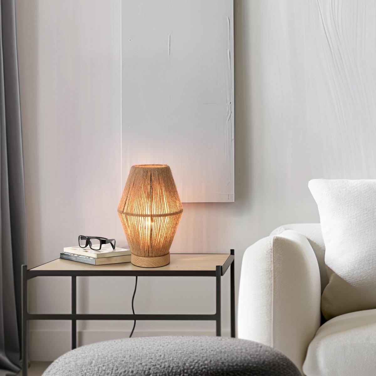 TISCHLEUCHTE Arundel - Naturfarben, Naturmaterialen/Metall (16/16/25cm) - lux.pro