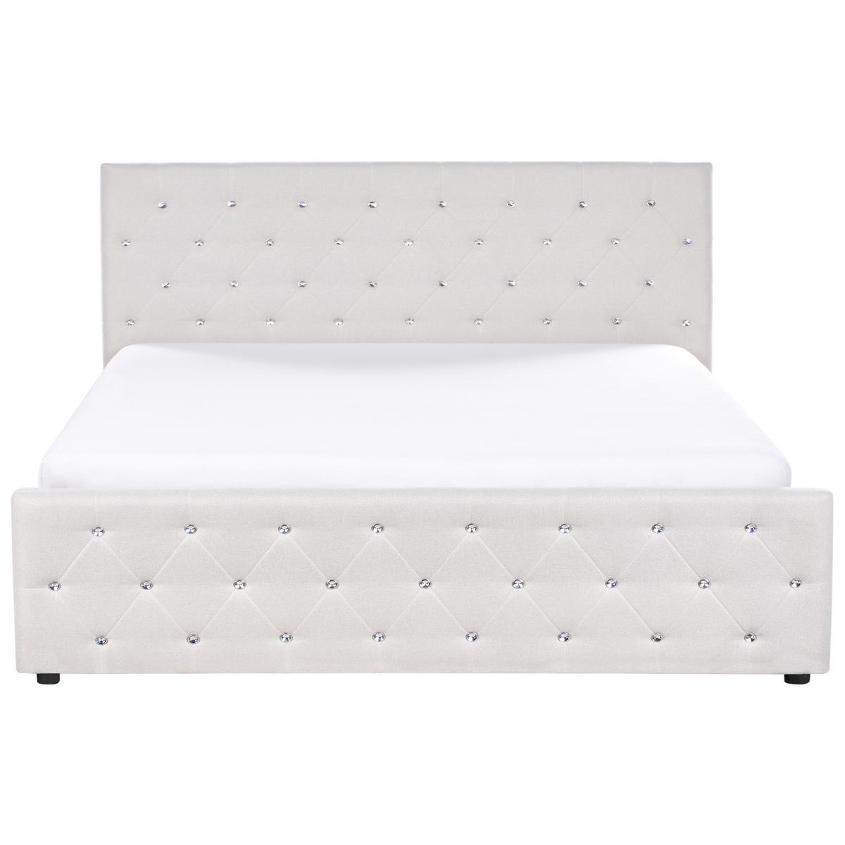 BETT mit Stauraum 180/200 cm Stoff Beige Amiens - Beige, Textil (180/200cm) - Beliani