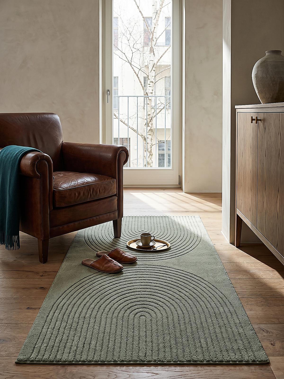 TEPPICHLÄUFER Geometrisch MUOTA Polypropylen Grün 80 x 150 cm - Grün, Textil (80/150cm) - KADIMA DESIGN