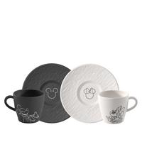 KAFFEETASSEN MIT UNTERTASSEN Manufacture Rock – Mickey Mouse schwarz-weiß 160 ml 2er Set - Schwarz/Weiß, Keramik (0.16L) - Villeroy & Boch