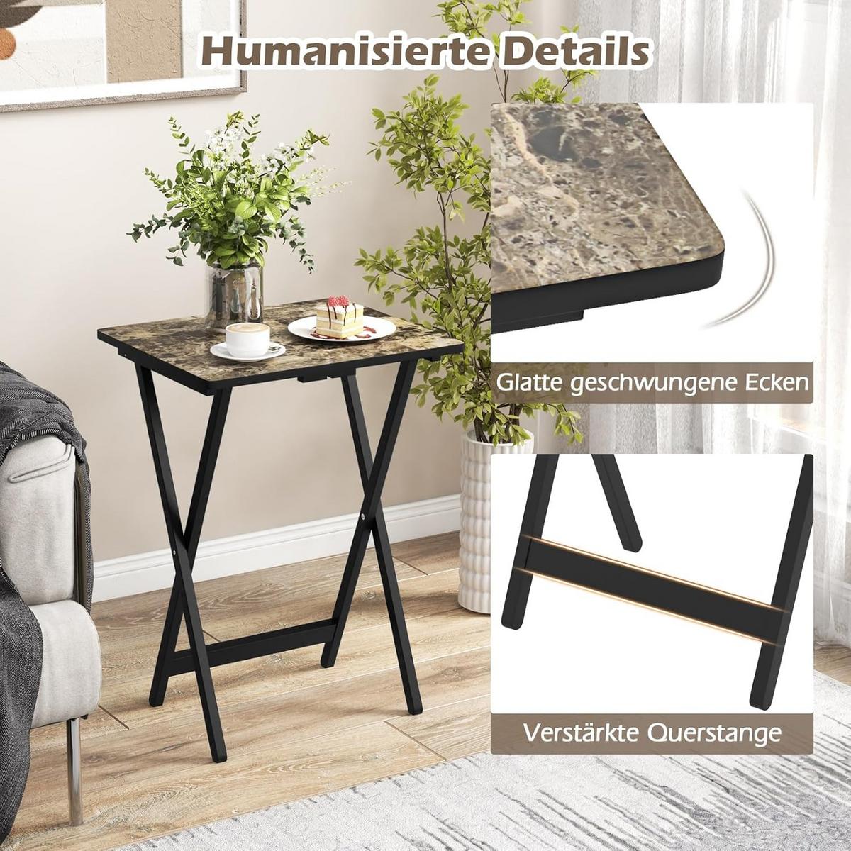 GARTENTISCH Schwarz(4-teilig) - Schwarz, Holzwerkstoff (40/48/67cm) - COSTWAY