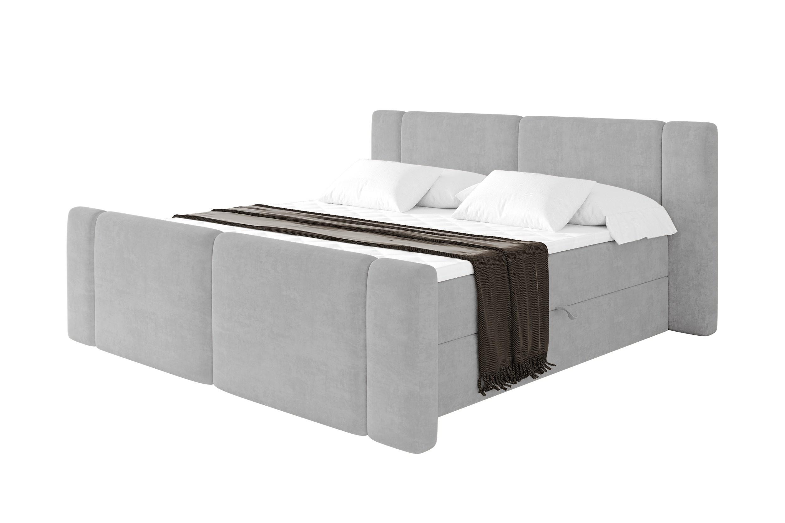 BOXBETT mit Matratze H3 - EVON Zanozek - 200x200 cm Grau - Greige, Holzwerkstoff (200/200cm) - ALTDECOR