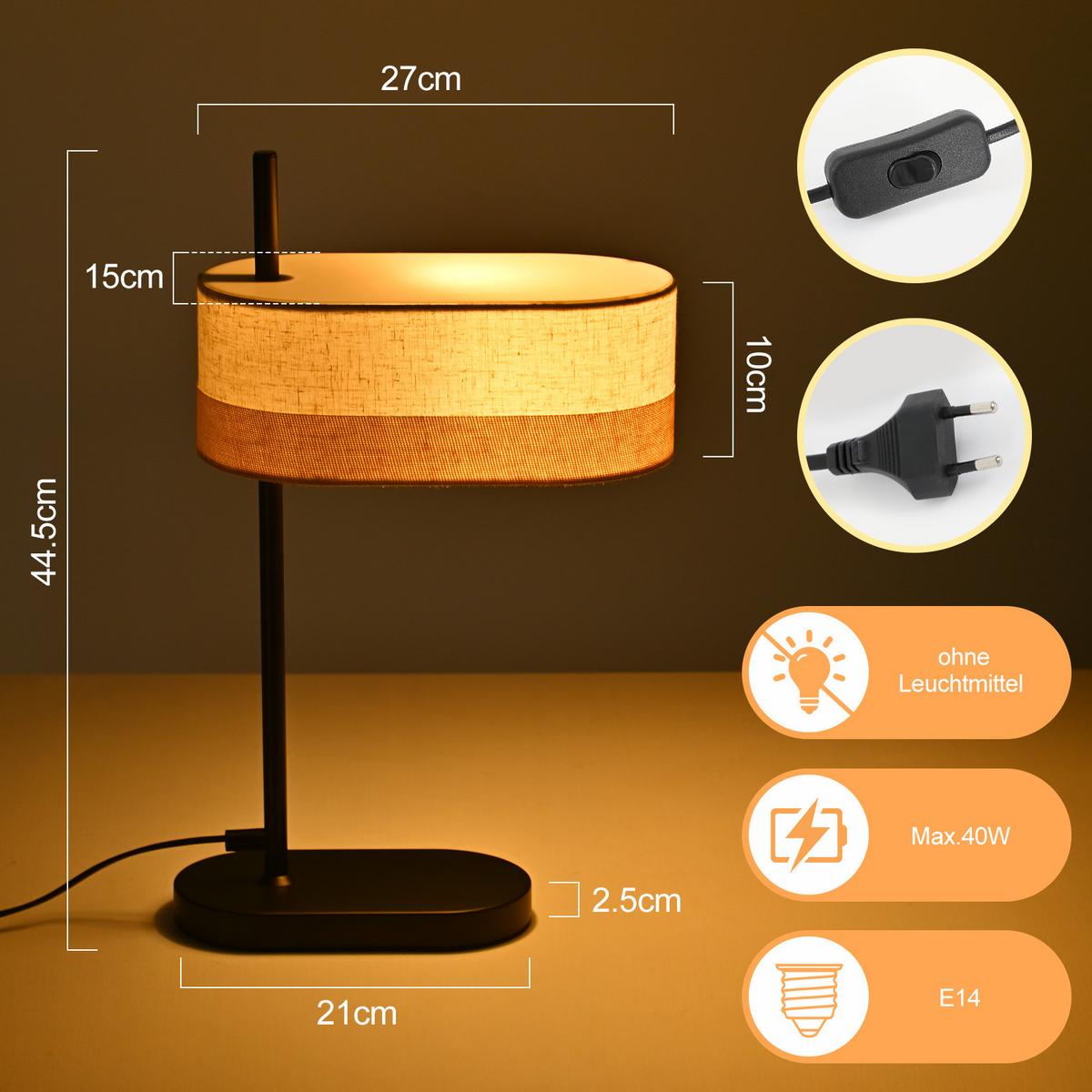 TISCHLAMPE Lumo 27.5/21/44.5 cm - Weiß, Metall (27.5/21/44.5cm) - ZMH