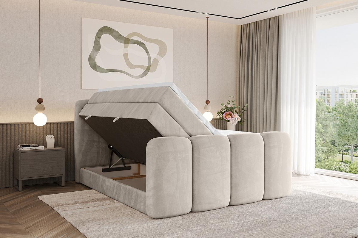 BOXBETT mit Matratze H3|H4 und Lattenrost - NINA-Z KING - 140x200 cm Casablanca - Beige - Champagner, Holzwerkstoff (140/200cm)