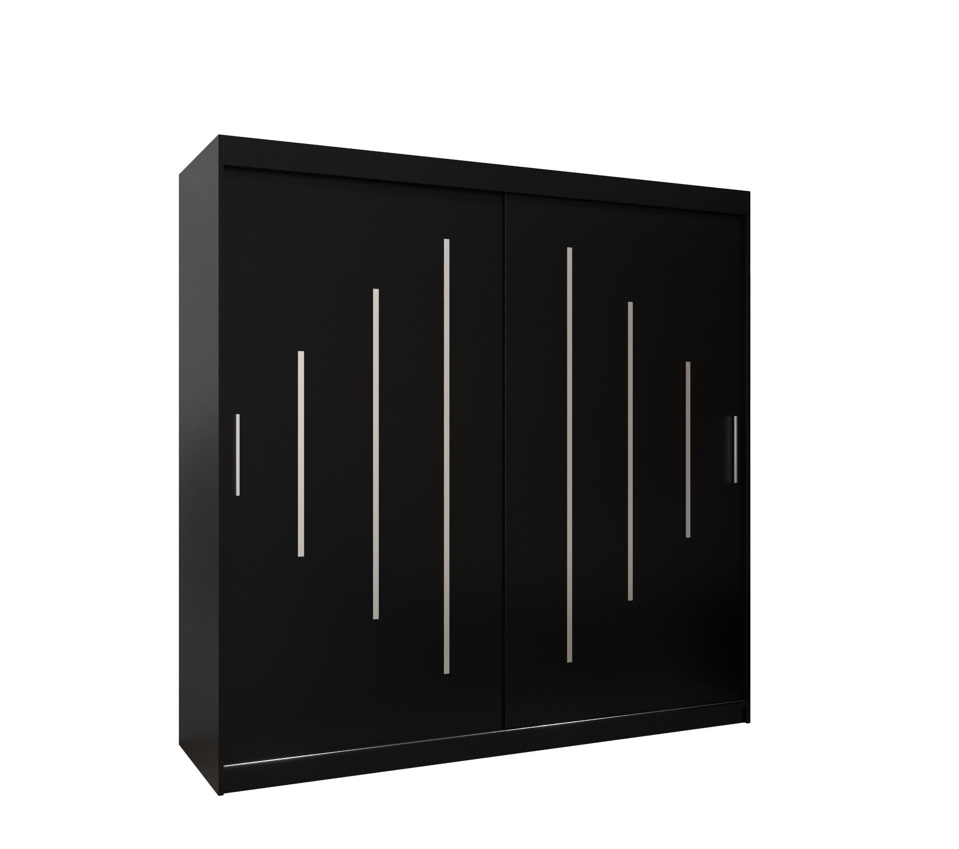 SCHWEBETÜRENSCHRANK 200/200/62 2-türig - Silberfarben/Schwarz, Holz/Kunststoff (200/200/62cm) - Abiks Möbel
