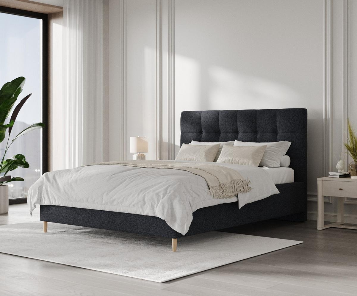 POLSTERBETT Cora 120/200 cm Anthrazit im Riva Stoff - Anthrazit/Naturfarben, Holz/Holzwerkstoff (120/200cm) - AltaBeds
